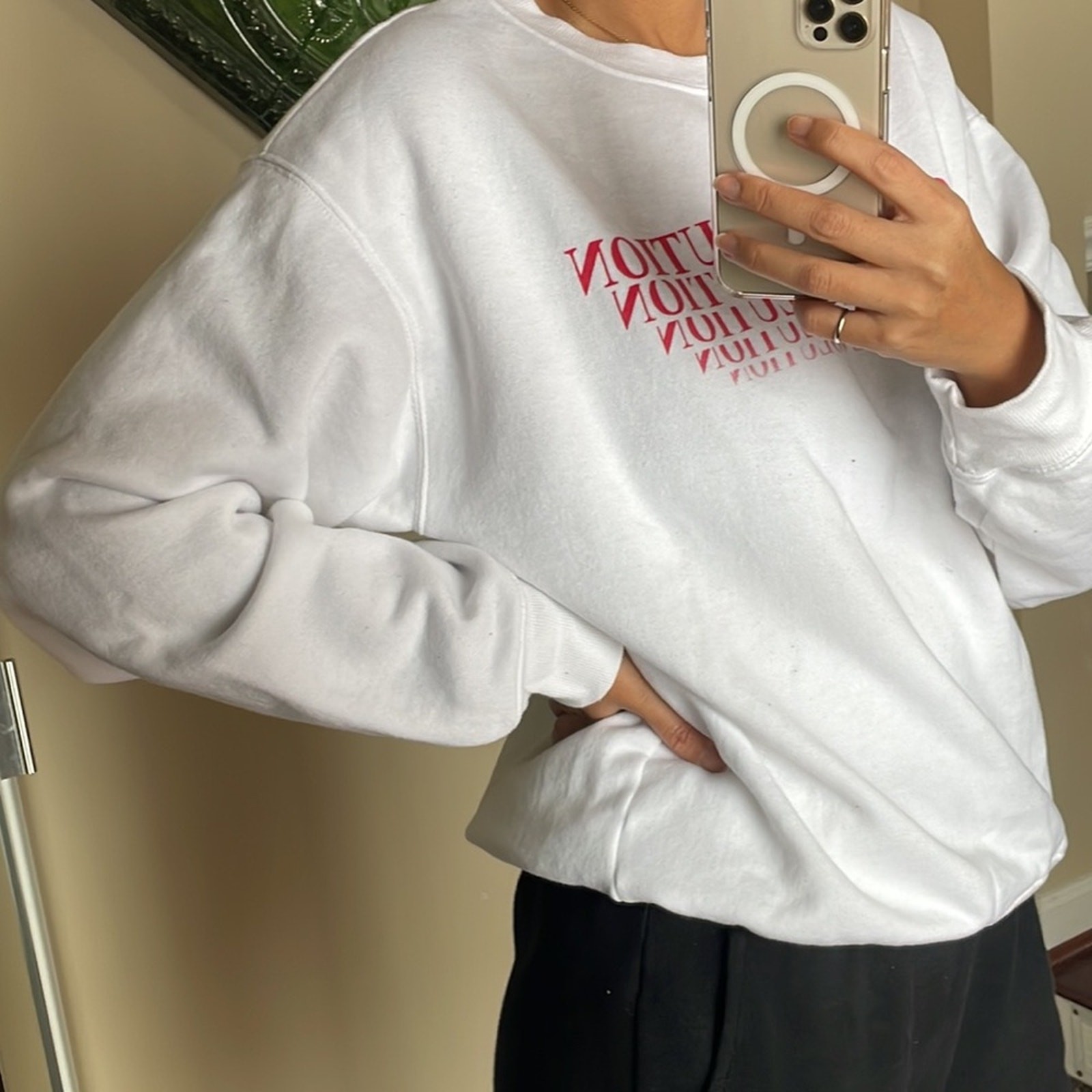 Forever 21 White Basic Love Revolution Pullover S… - image 5