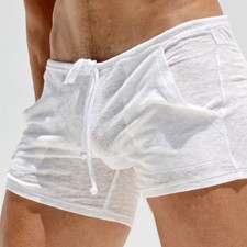 Summer Mens Shorts Sexy Semi-transparent Quic...