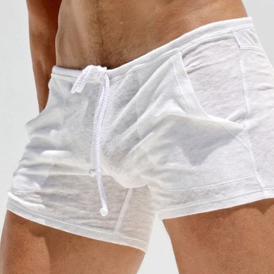 Summer Mens Shorts Sexy Semi-transparent Quick Dry Shorts Breathable Casual New