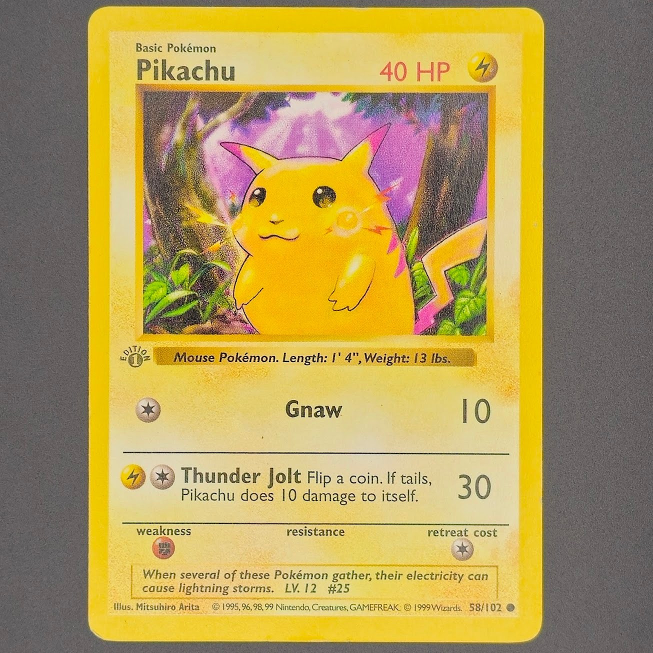Pikachu 1999 Pokemon Game #58 1st Edition (Yellow Cheeks) Price
