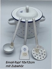 Email-Topf Henkeltopf + Deckel Ø12cm  mit Zubehör von Glückskäfer