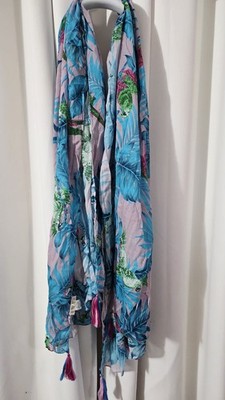 Debbie Katz South Beach Pareo/Sarong/Coverup with Tropical Parrot Floral Design