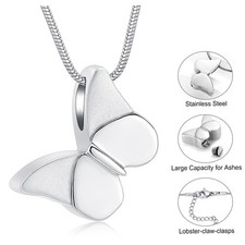 Butterfly Cremation Urn Necklace for Ashes Stainless Steel Memorial Keepsake Urn