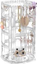 4 Layer Rotating Earring Holder Clear Acrylic Jewelry Organizer Display
