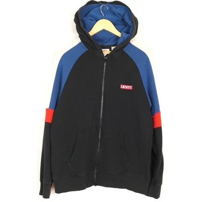 Pull homme LEVI'S taille M capuche zip intégral noir poches kangourou coton - Photo 1/4