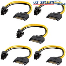 5-pack 15pin SATA Power to 6pin PCI-e PCI Express Adapter Cable Video Card