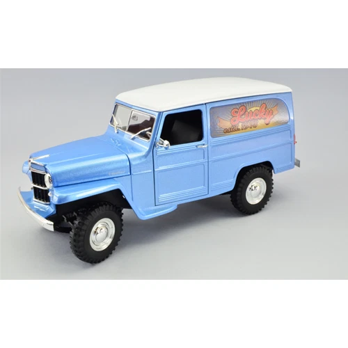 WILLYS JEEP STATION WAGON LUCKY 1978 LIGHT BLUE METALLIC WITH WHITE ROOF 1:18 Lu - Immagine 2 di 3