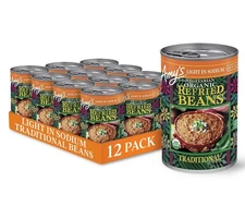 Amy's Organic Refried Beans Canned, Traditional Light in Sodium, Vegan Gluten