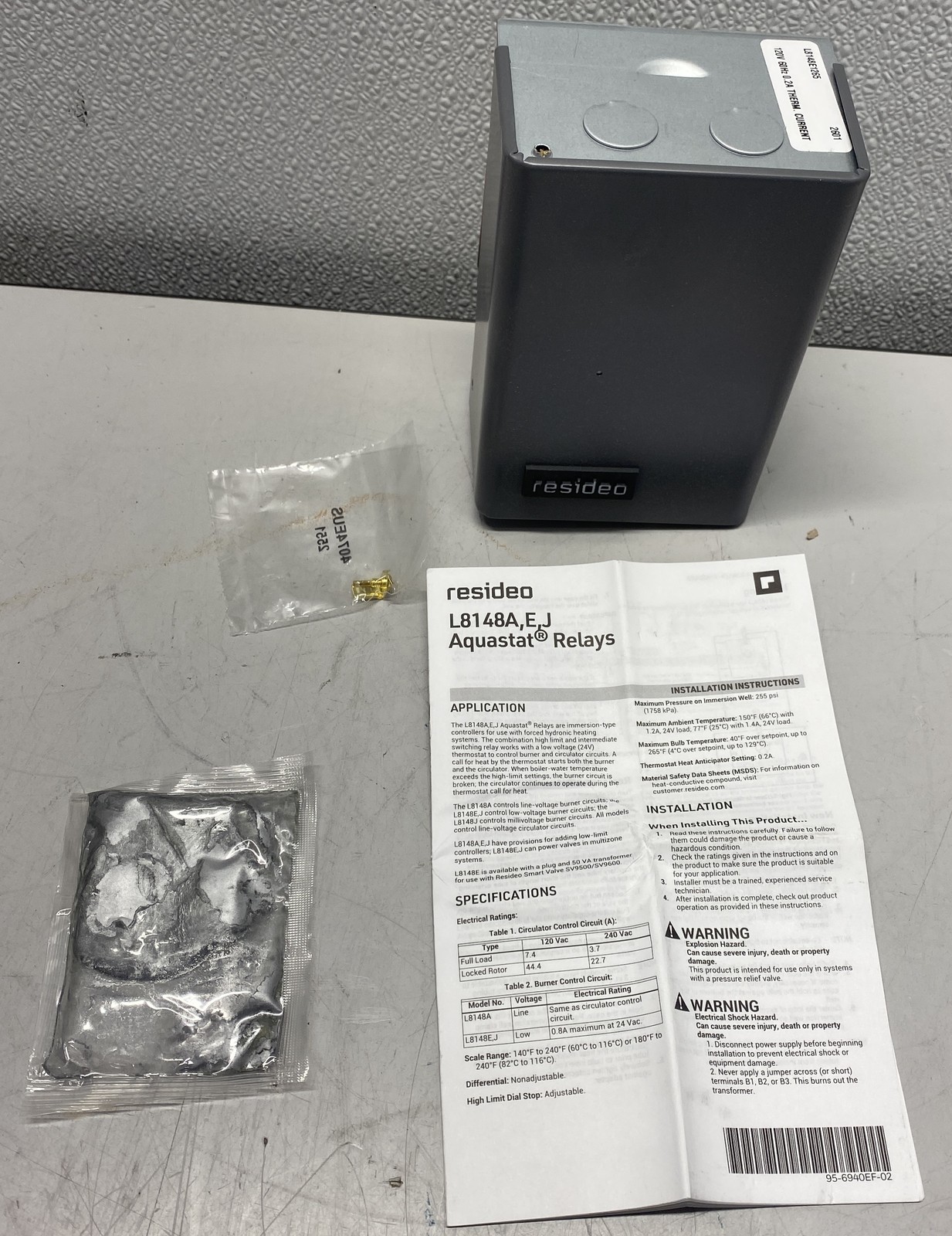Resideo L8148E1265 High Limit Vertical Mount Aquastat Relay 15F Differential