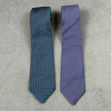 Brooks Brothers Makers Silk Tie Lot 2 Blue Teal Purple Geometric Made in USA Vtg