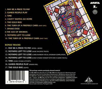 The Alan Parsons Project　旧規格９　輸入1　10タイトル Alan Parsons Project - The Turn of a Friendly Card DVD-Audio Review