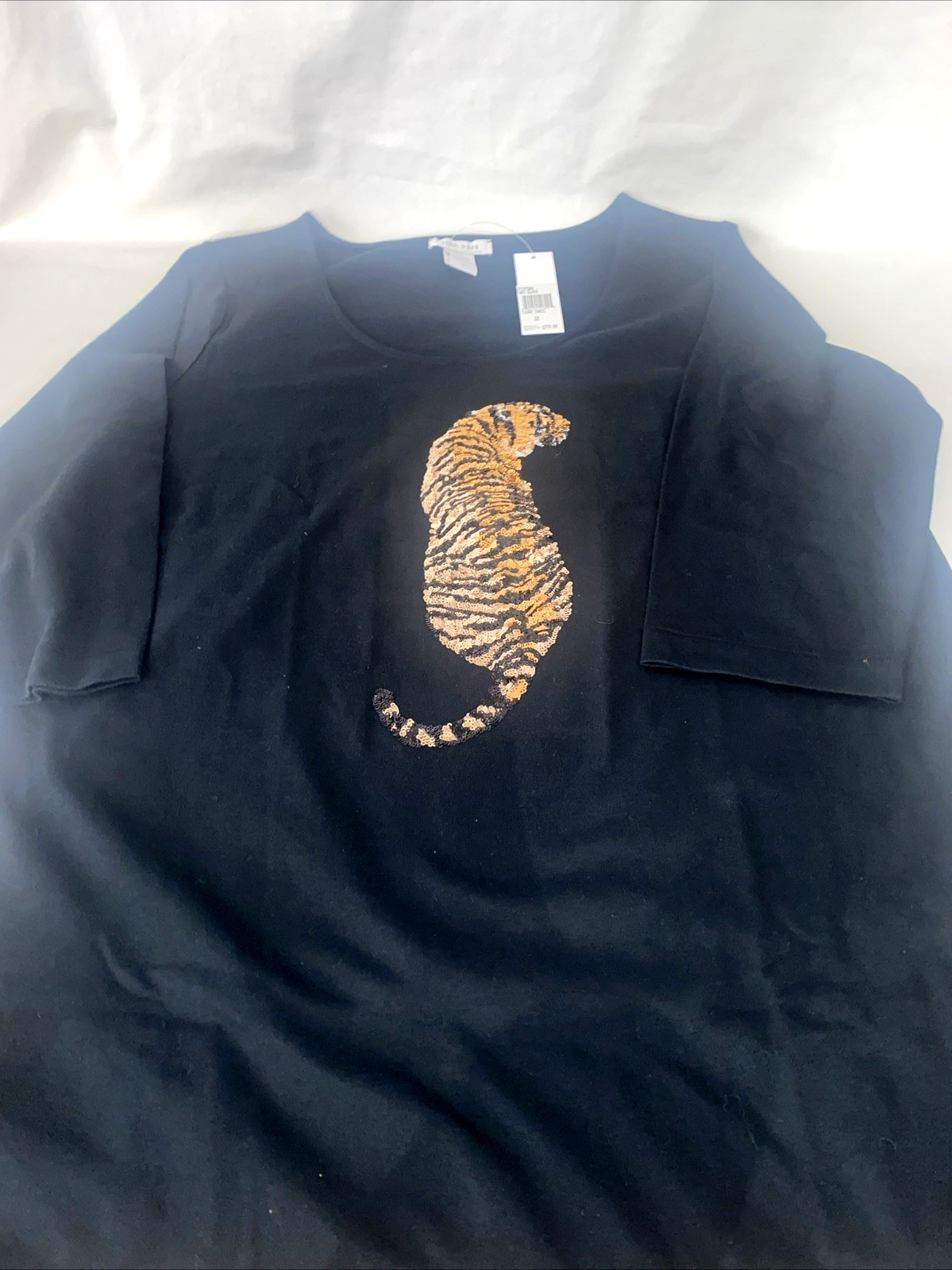 Joan Vass Black Sequins Tiger Tunic Size 1X NWT MSRP $270