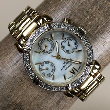 Anne Klein Diamond Women 10/7898 Diamond Bezel Gold Tone Quartz Watch 6 3/4"