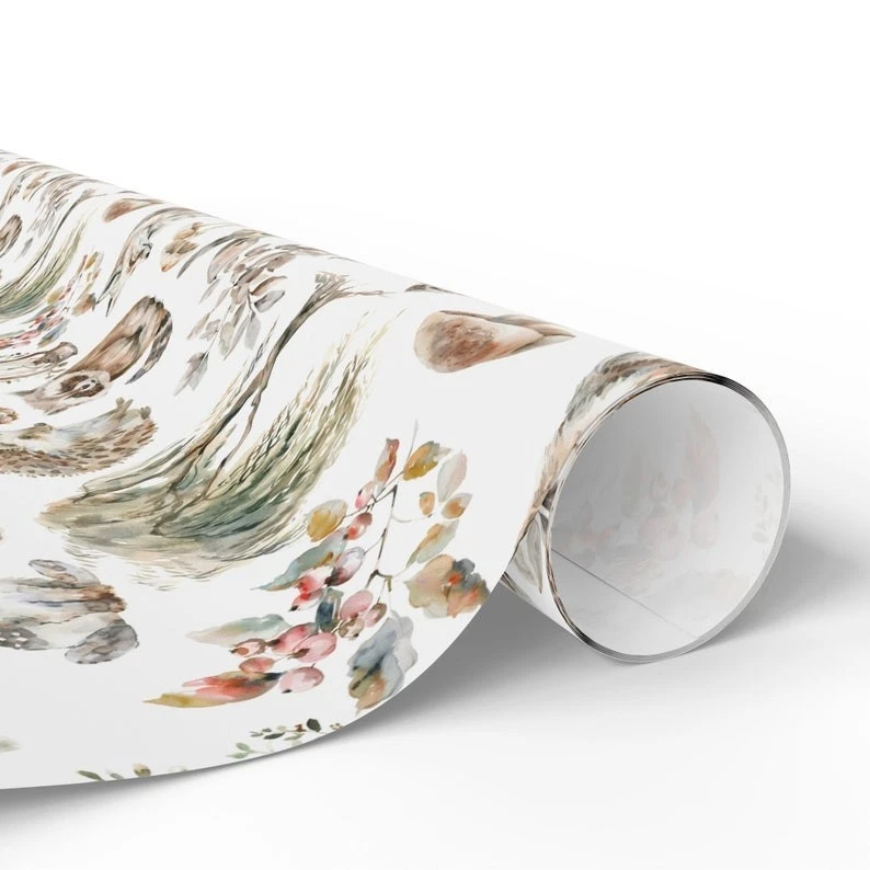Woodland Animals Gift Wrap, Kids Christmas Wrapping Paper Roll, 2025 Holiday - Image 4 of 4