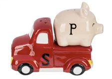 Ganz Bless This Farm Stacking Salt/Pepper Shaker Set, Pig & Red Truck