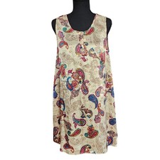 Kathryn Vintage Multi Color Paisley Chemise Scoop Neck Sleepwear Lounge Dress M