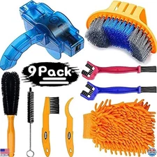 9-Piece Bike Cleaning Kit - Chain Cleaner & Brushes for Mountain, Road, BMX