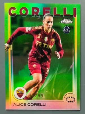 2024-25 Topps Chrome Women's UEFA #28 Alice Corelli RC /99 Green Refractor