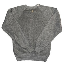 Vintage 70s Unbranded Heather Gray USA Made Cotton Raglan Sweatshirt Small