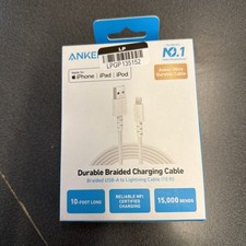 Anker 10' Braided Apple to USB-A Charging Cable - White