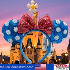 Disney-Parks Polka Dot Sequins Bow Ears Sun Flower Minnie Mickey Headband