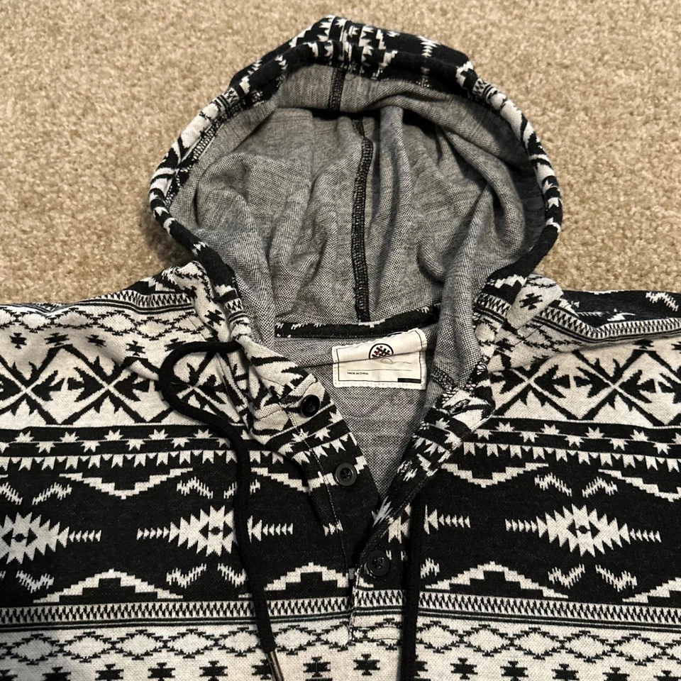 Sudadera con Capucha On The Byas Para Hombre Grande Suroeste Azteca Pullover 1/4 Botón Tribal Foto 2 de 4