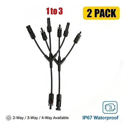 2 Pack MC4 Solar PV Branch Y Connector Splitter Parallel Waterproof IP67 2/3/4