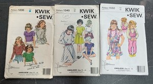 Lot Of 3 Kwik Sew Tops Dress Jumpsuit Jumper Girl’s Patterns Sizes 4-7