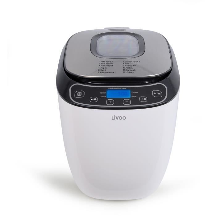 Machine à pain automatique LIVOO DOP218 de 550W avec cuve 900g et 12 programmes