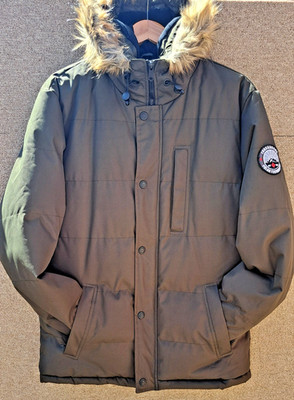 Threadbare Polar technology Men's Melbourne Padded Parka Jacket Khaki Medium 