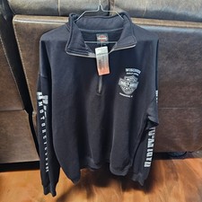 Black Harley-Davidson Men's Lightning Crest 1/4 Zip Sweatshirt Pullover Cadet
