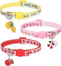 Breakaway Cat Collar with Bell, 3 Pack Cat Collars for Girl Cats, Cute Kitty Col