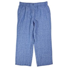 NWT Talbots Washed Linen Pants Size Large Petite Wide Leg Relaxed Coastal Summer