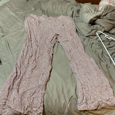 Thread And Supply Women s Blush Patterned Wide Leg Elastic Waist Pants-size L