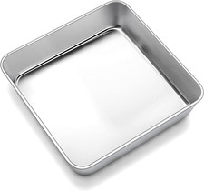 Joyfair 9 Inch Cake Tin, Stainless Steel Square Baking Tin/Small Roasting Pan, C