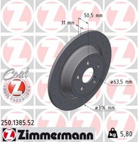 2X Zimmermann Bremsscheibe Sport Z 250.1385.52 FüR Ford MAX CJ WA6 Galaxy 3 CK