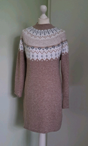 OUI Strickkleid Norweger Muster Gr.M. Wolle/Alpaka