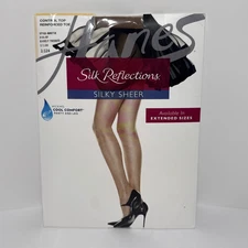 Vtg Hanes Silk Reflections Silky Sheer Pantyhose Control Top Sz EF Barely There