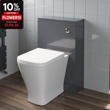 500mm Bathroom Toilet Soft Close Seat Back To Wall Cistern Furniture Unit Grey