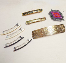Vintage Women s Barrette Lot Floral Rhinestone 2 Pair Made in France