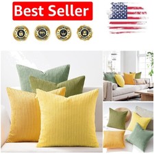 Vibrant 18-Inch Striped Throw Pillow Covers - Eco-Friendly Corduroy Set of 4