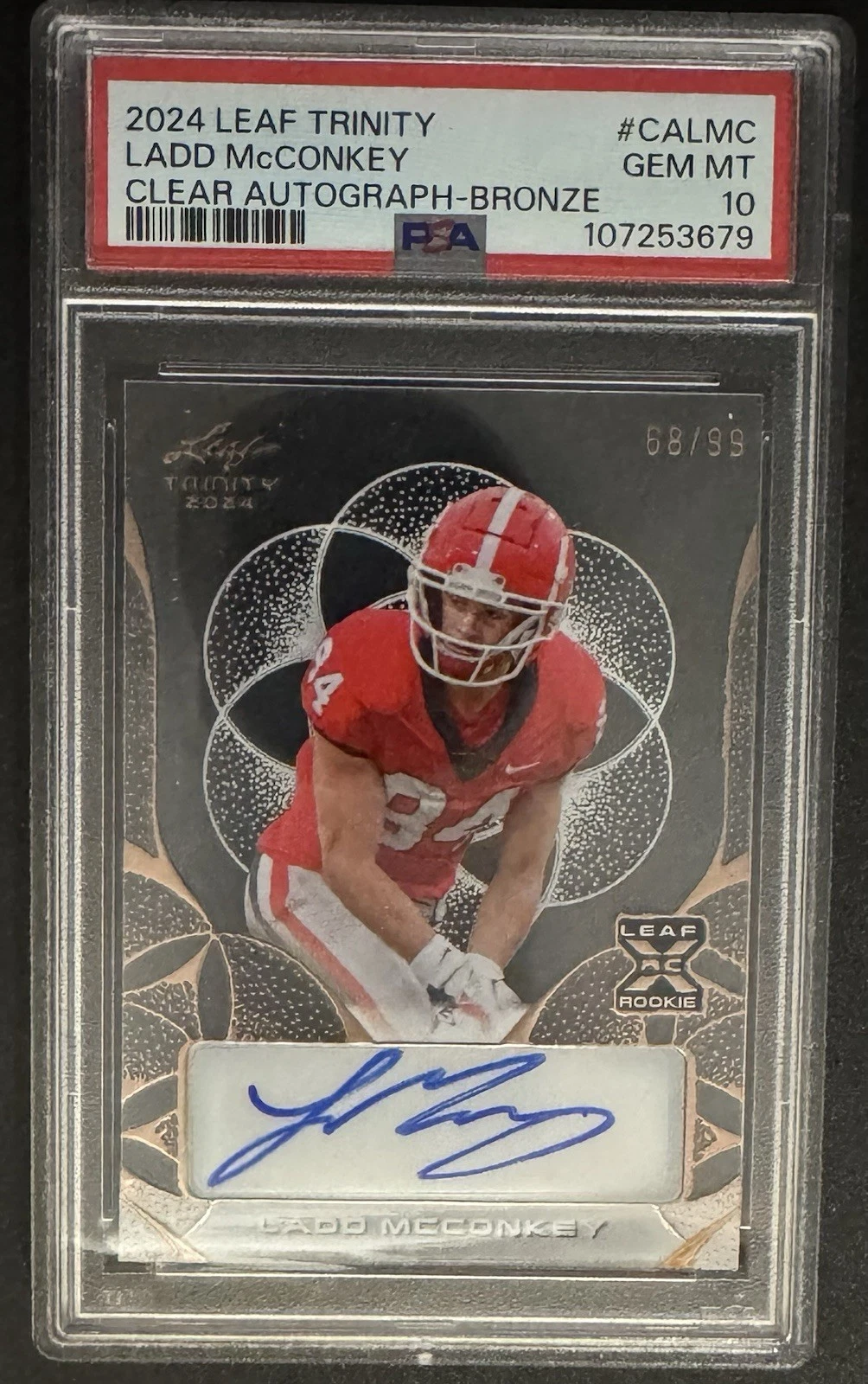 Ladd McConkey Leaf Trinity Clear Autographs #CALMC Bronze