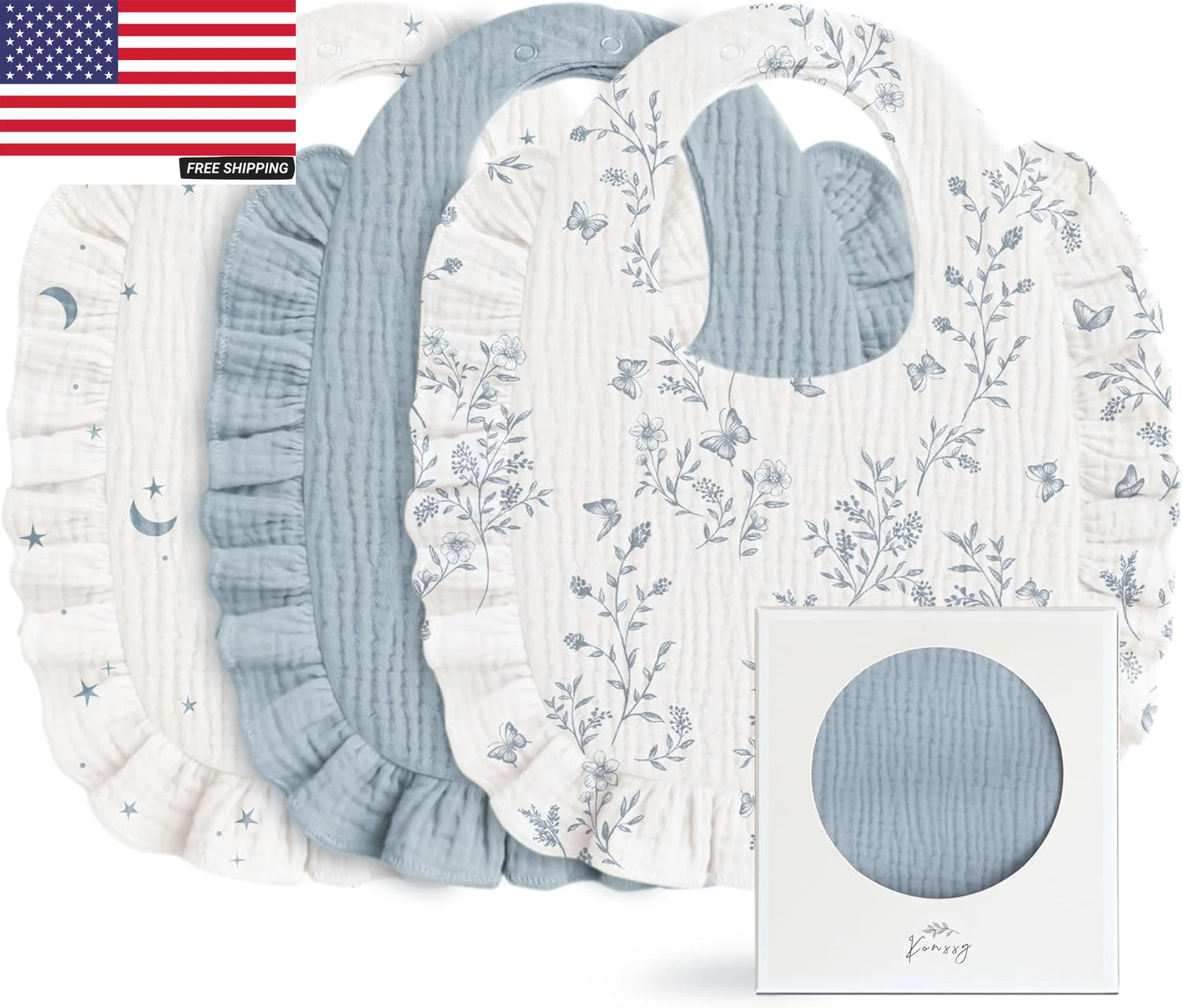 Muslin Baby Bibs for Girls – Soft 100% Cotton Drool Bibs, Ruffle Trim for Newbor
Opens in a new wind
