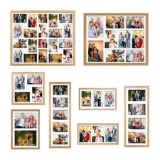 Sleek Oak Multi Aperture Photo Picture Frame With White Mount All sizes