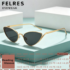 Cat Eyes Metal Tinted Reading Sunglasses Women Outdoor Shade Colorful Glasses