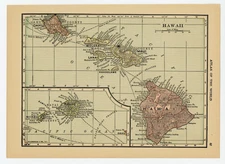 1912 Vintage Atlas Map Page - Philippines map (on one side) and Hawaii map (o...