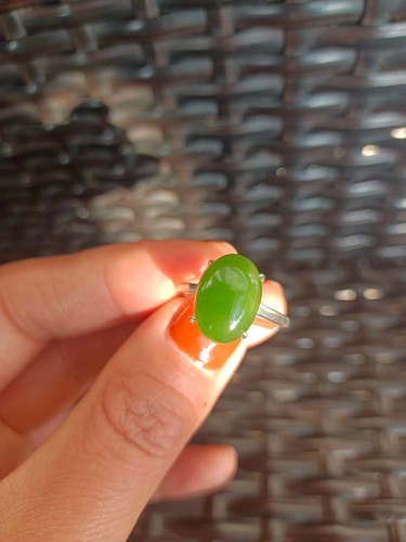 Anello Giada Hetian Naturale Intarsiato Argento Anelli Diaspro Hanno Certificato Gratis - Foto 7 di 9