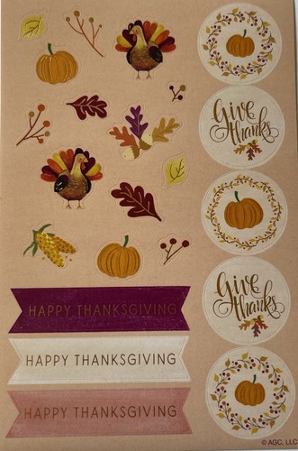GIVE THANKS Foil Stickers(22pc) AGC•Thanksgiving•Turkey•Family •Card Making•Leaf - Bild 1 von 7