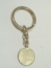925 Silver Engraved Satin Round Plate KEYCHAIN - size small