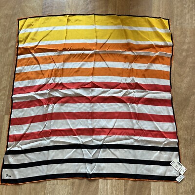 Vintage Vera Nuemann Scarf Multi Color Striped Silk Square Head/Neck NWT